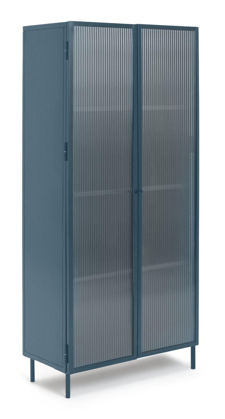 Habitat Morillo 2 Door Glass Display Cabinet - Blue