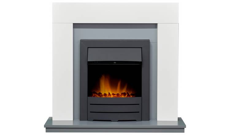Adam Dakota Electric Fire Suite-White and Grey