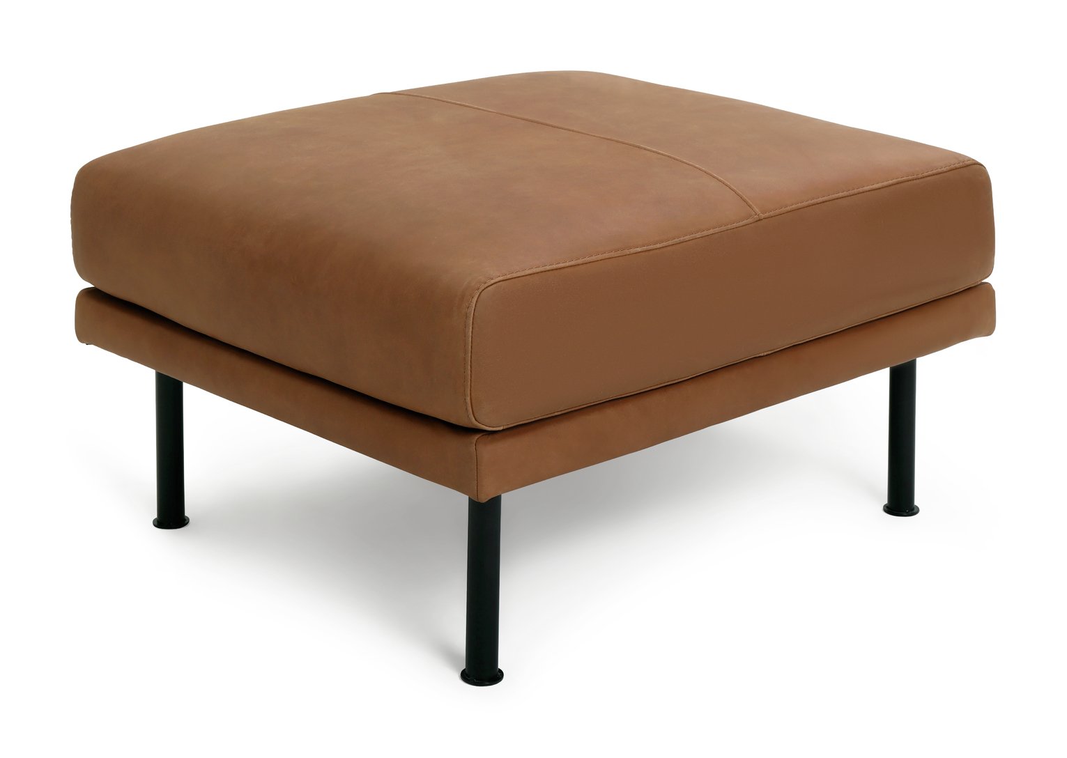 Habitat Moore Leather Ottoman Footstool - Tan