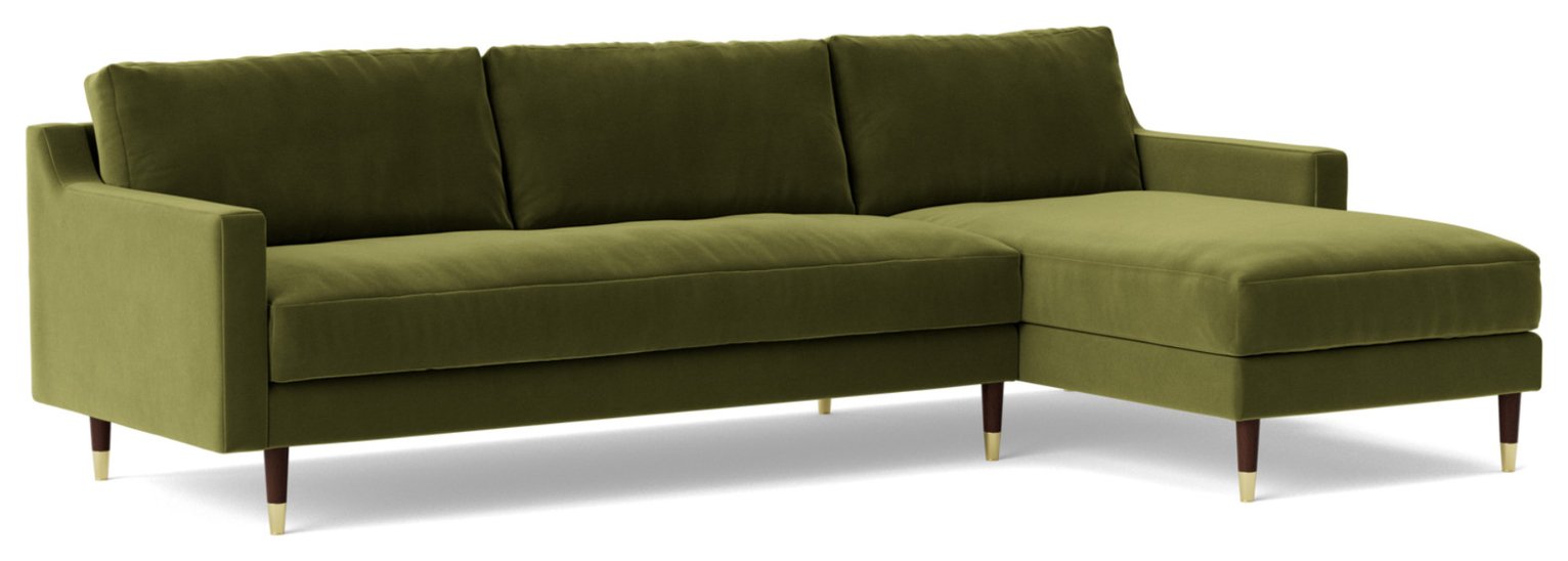 Swoon Rieti Velvet Right Hand Corner Sofa - Fern Green
