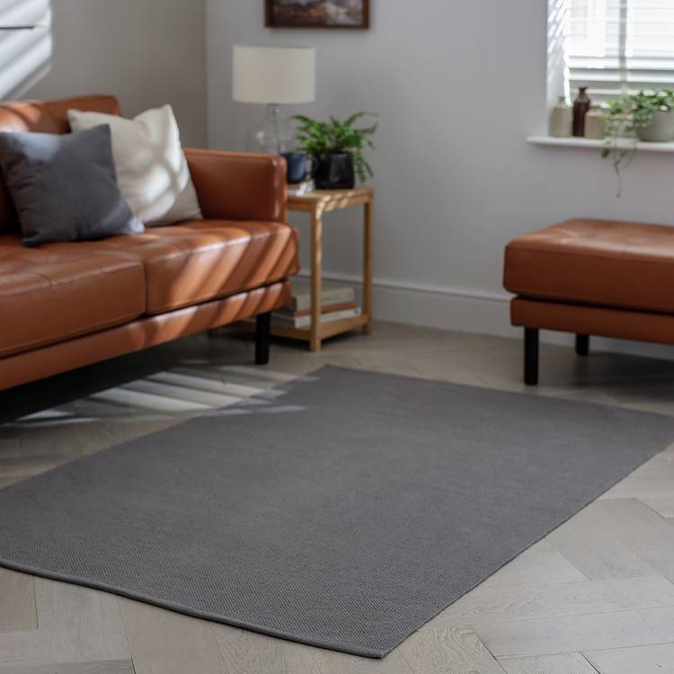 Argos Home Plain Grey Cotton Flatweave Rug - 170x120cm 0