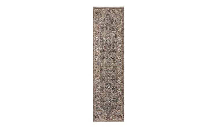 Mega Flooring Grey Traditional Abstract Rug - 80 x 300cm