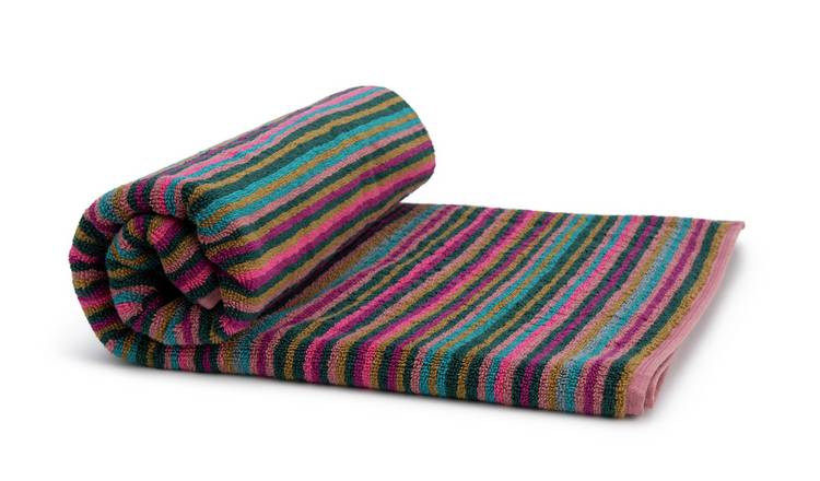 Habitat Cotton Skinny Bright Stripe Bath Towel-Multicoloured