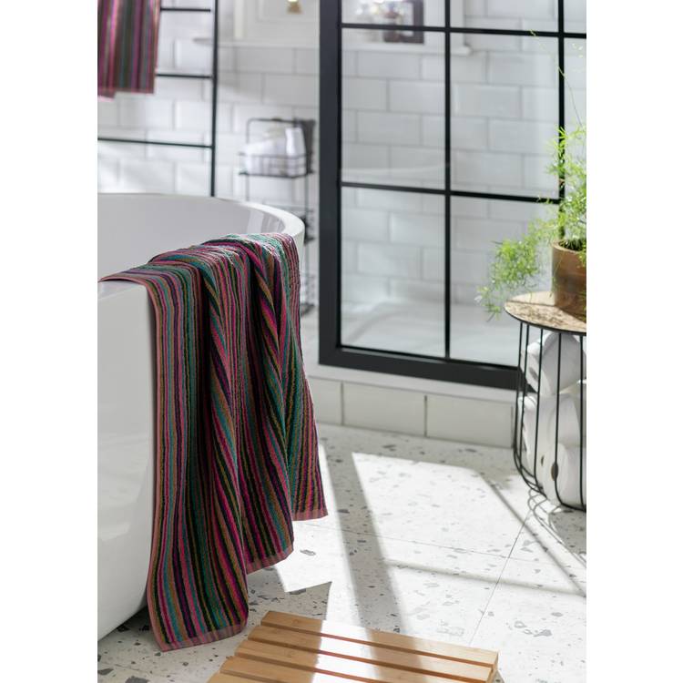 Habitat Cotton Skinny Bright Stripe Bath Sheet-Multicoloured 0