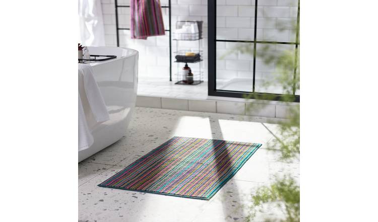 Habitat Cotton Skinny Bright Stripe Bath Mat - Multicoloured