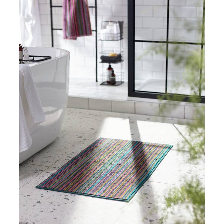 Habitat Cotton Skinny Bright Stripe Bath Mat - Multicoloured 0