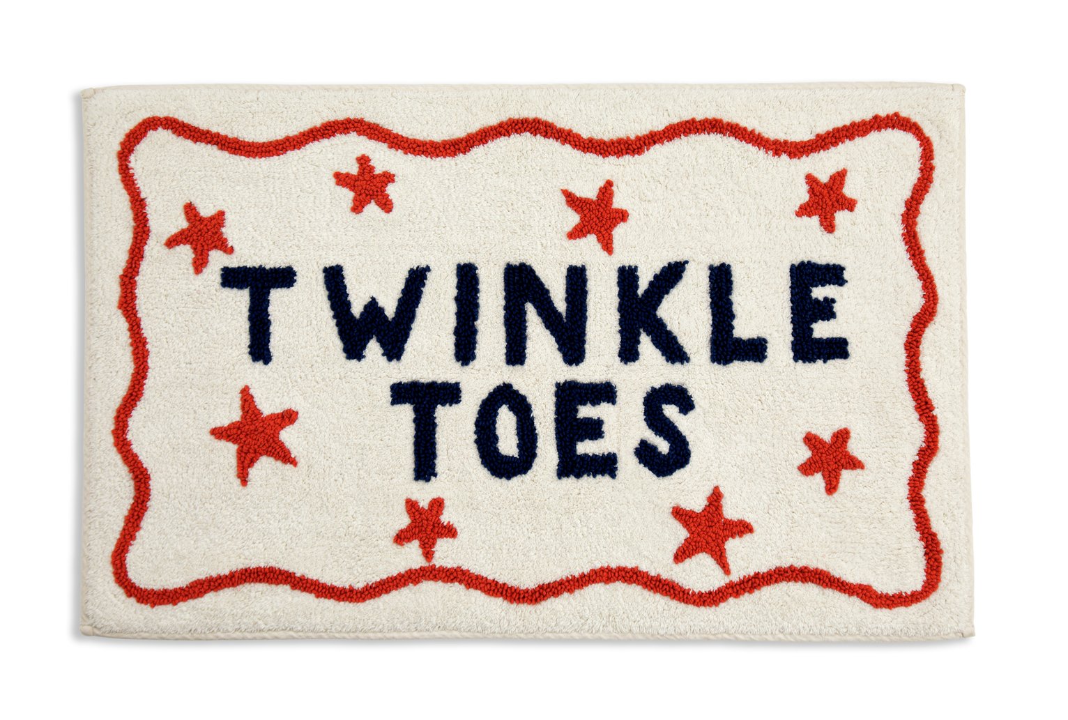 Habitat Cotton Tufted Twinkle Toes Bath Mat - White & Red