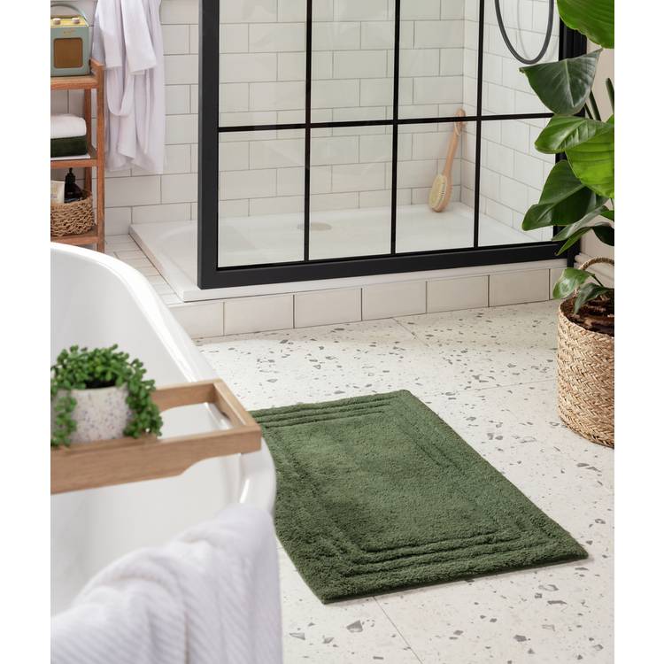 Habitat Cotton Deep Pile Tufted Bath Mat - Forest Green  0