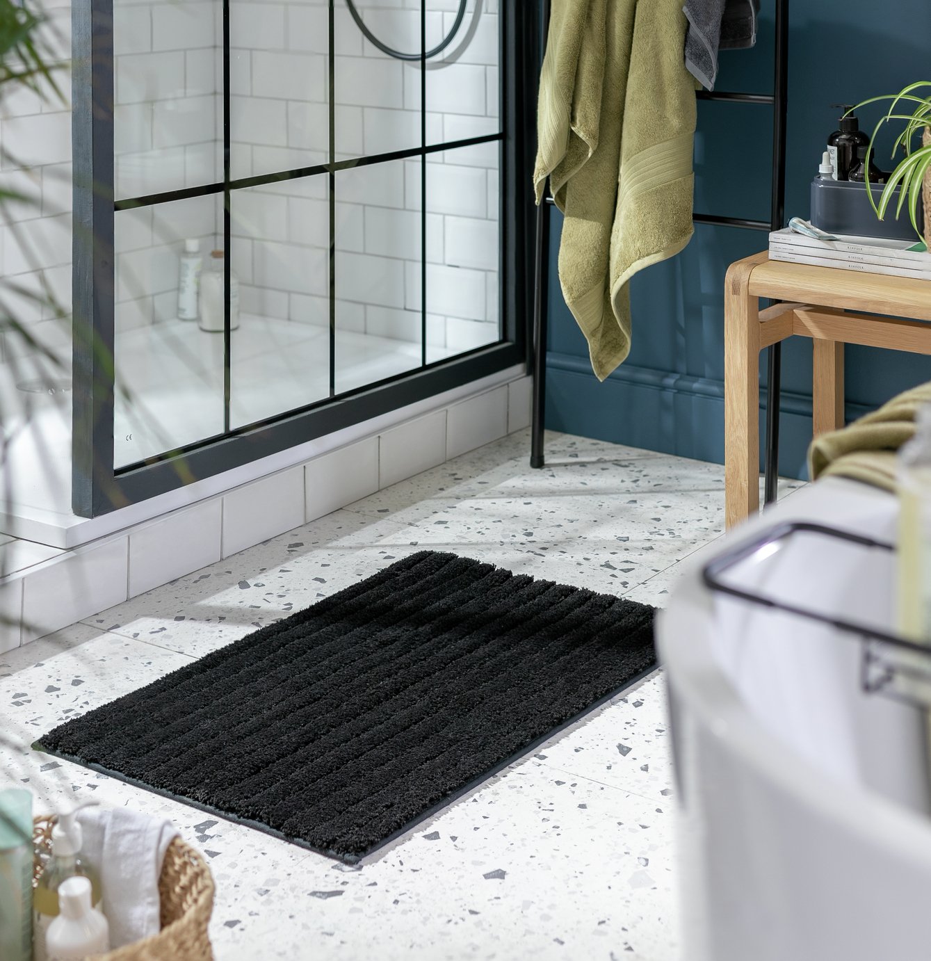 Habitat Ribbed Tufted Bath Mat - Black