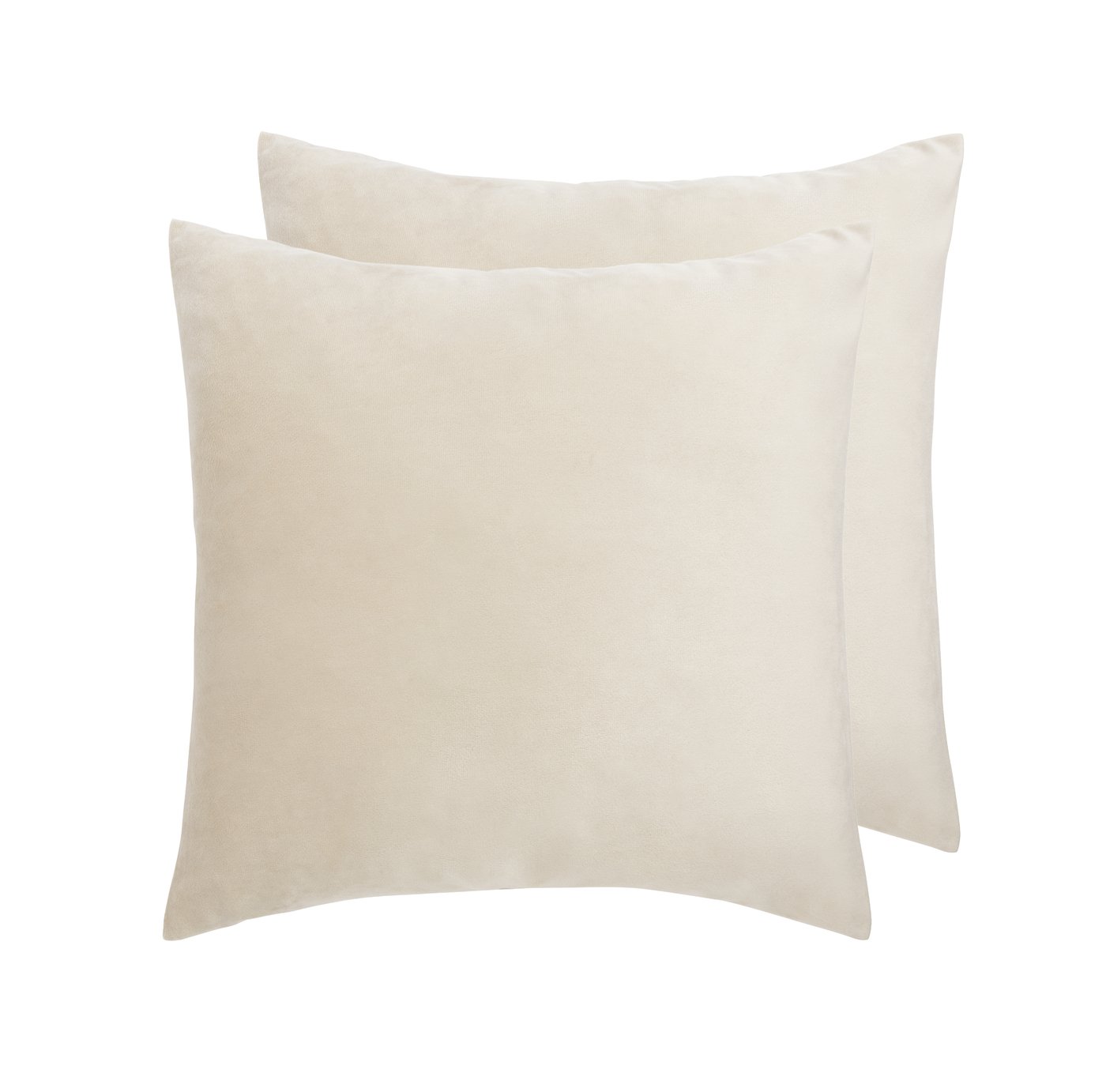 Habitat Velvet Plain Cushion Cover-2 Pack-Champagne- 43x43cm