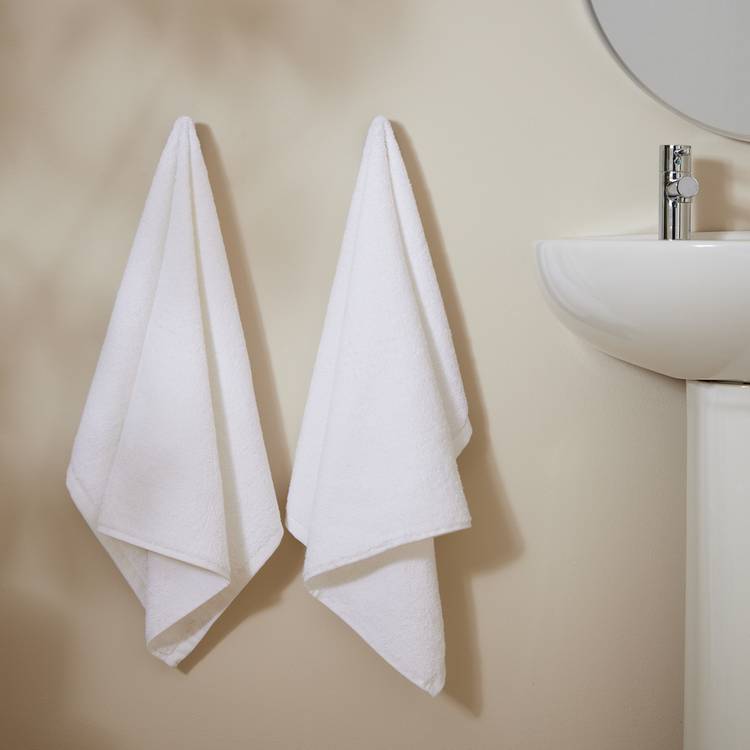 Home Essentials Plain 2 Pack Hand Towels - Super White 0