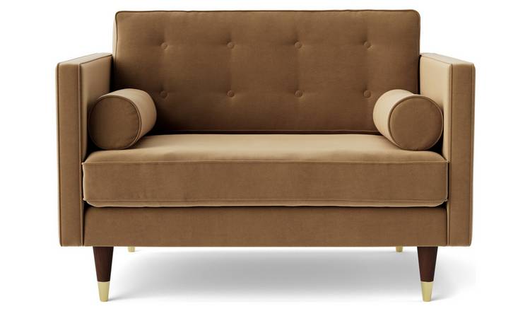 Swoon Porto Velvet Cuddle Chair - Biscuit