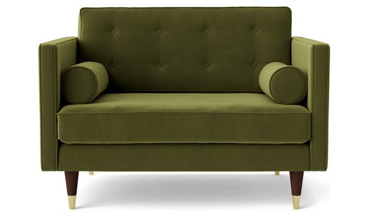 Swoon Porto Velvet Cuddle Chair - Fern Green