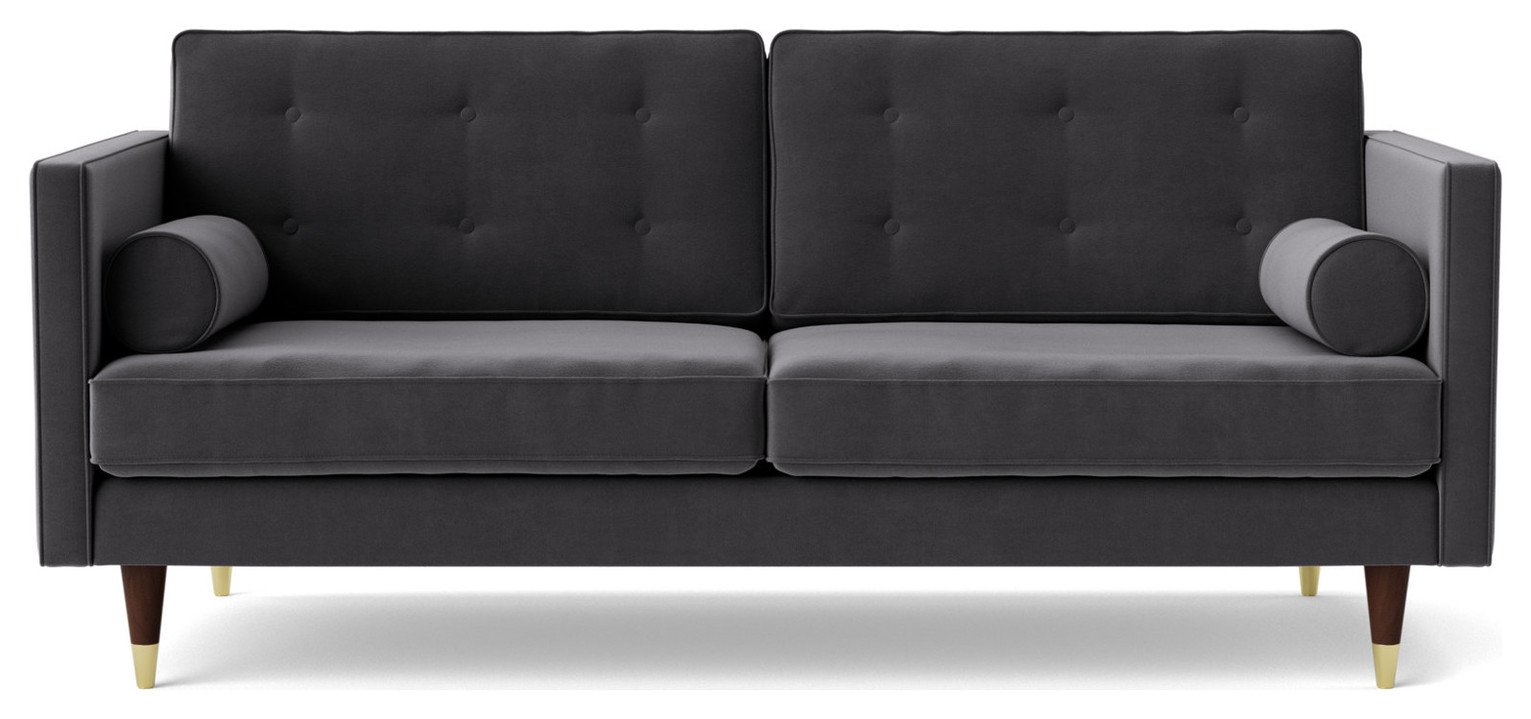 Swoon Porto Velvet 2 Seater Sofa - Granite Grey