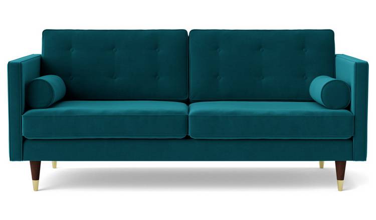 Swoon Porto Velvet 2 Seater Sofa- Kingfisher Blue
