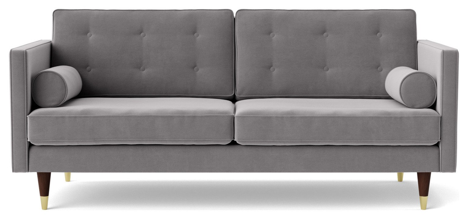 Swoon Porto Velvet 2 Seater Sofa - Silver Grey