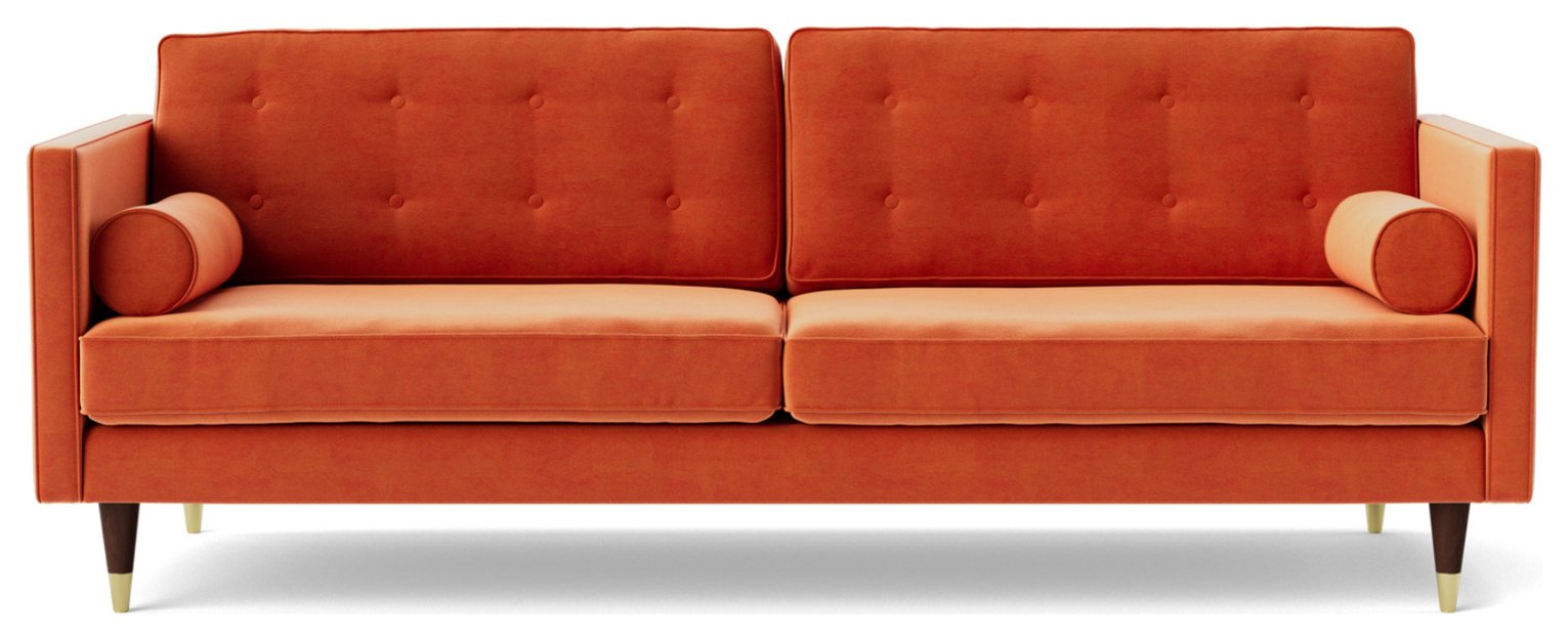 Swoon Porto Velvet 3 Seater Sofa - Burnt Orange