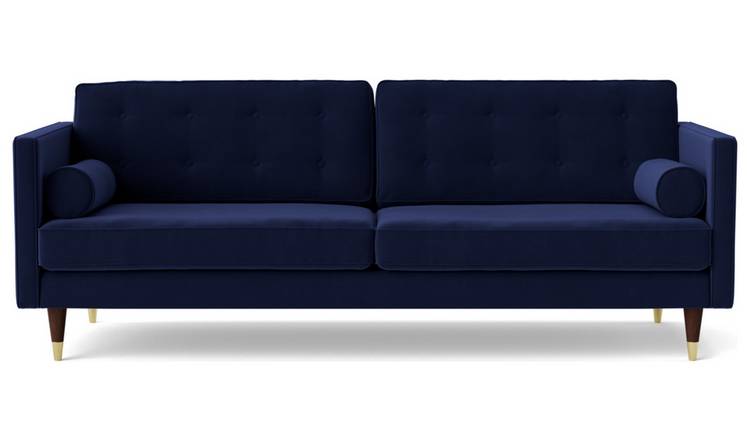 Swoon Porto Velvet 3 Seater Sofa - Ink Blue