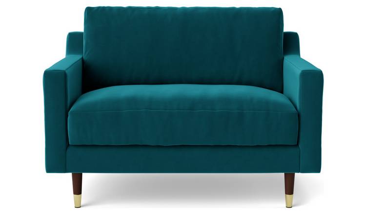 Swoon Rieti Velvet Cuddle Chair - Kingfisher Blue