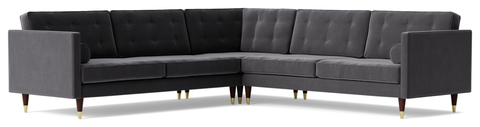 Swoon Porto Velvet 5 Seater Corner Sofa - Granite Grey