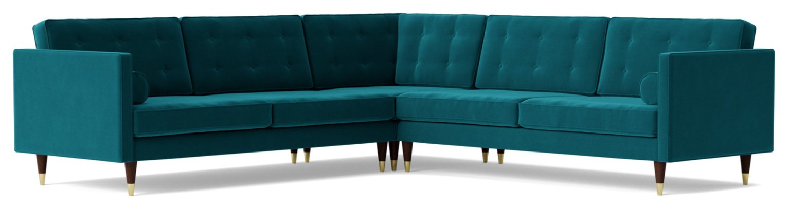 Swoon Porto Velvet 5 Seater Corner Sofa - Kingfisher Blue
