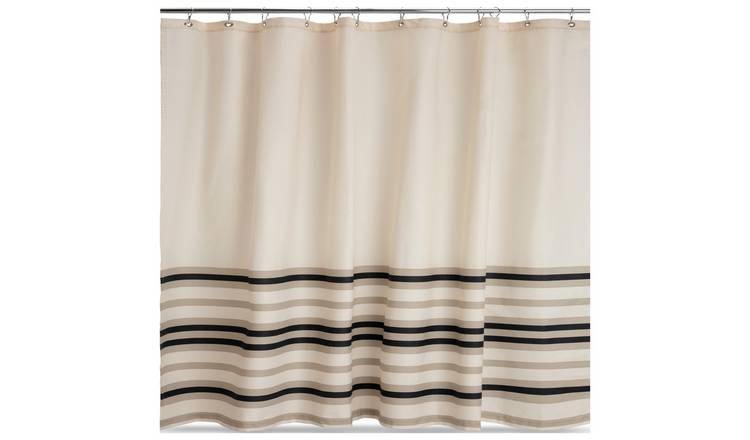 Black and shop cream shower curtain