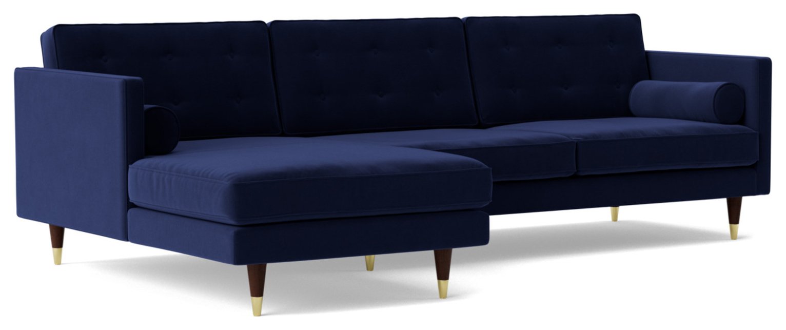 Swoon Porto Velvet Left Hand Corner Sofa - Ink Blue