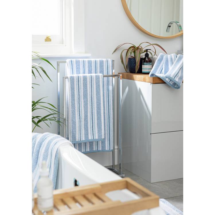 Habitat Coastal Stripe 2 Piece Face Cloth - Blue & White 0