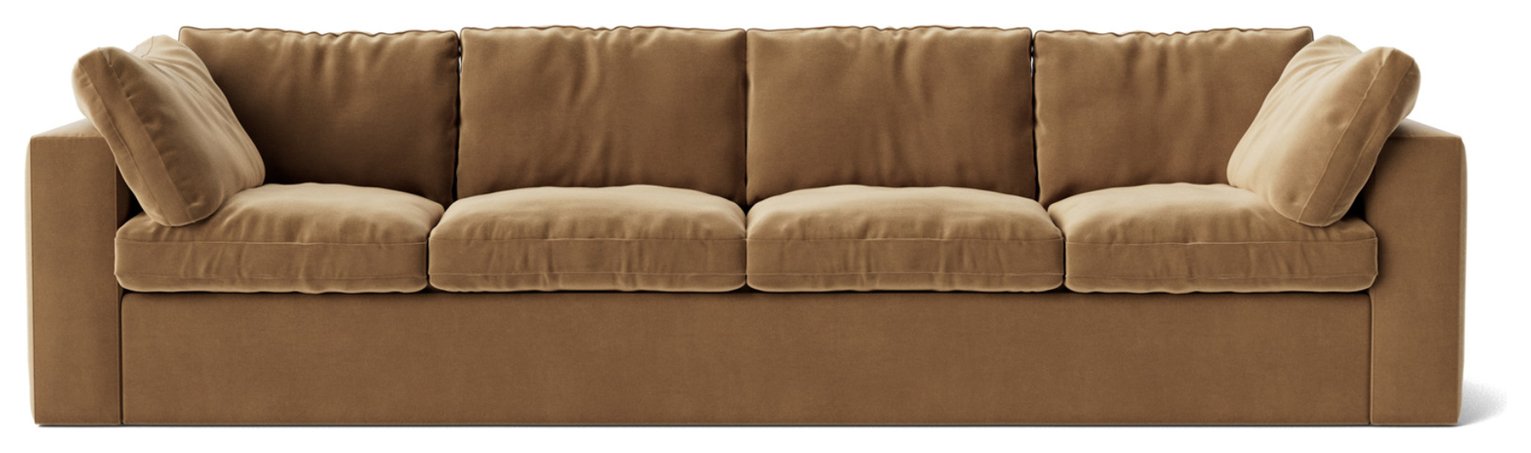Swoon Seattle Velvet 4 Seater Sofa - Biscuit