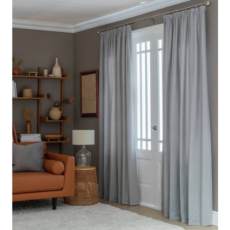 Habitat Herringbone Fully Lined Pencil Pleat Curtains - Grey 0