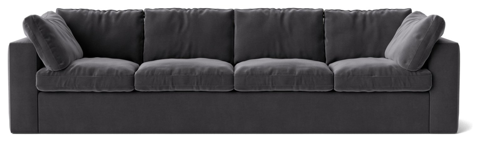 Swoon Seattle Velvet 4 Seater Sofa - Granite Grey