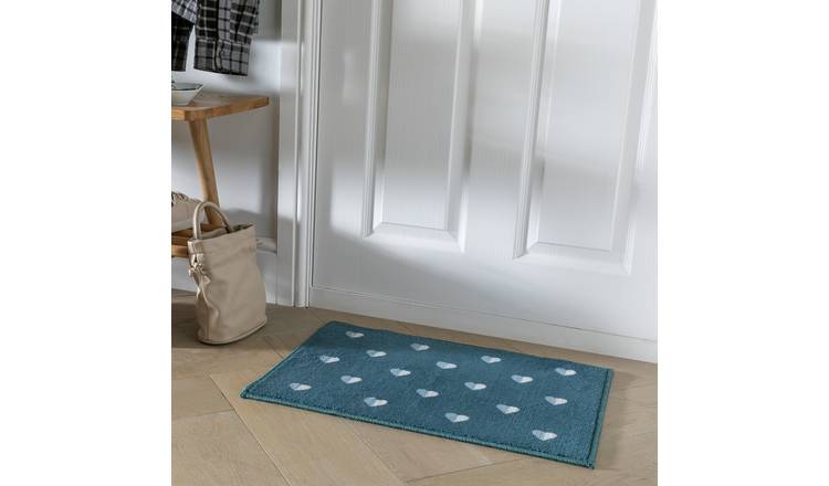 Argos Home Hearts Washable Grey Cut Pile Doormat - 57x40cm