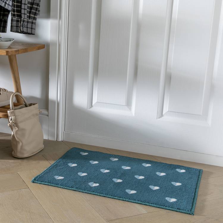Argos Home Hearts Washable Grey Cut Pile Doormat - 57x40cm 0