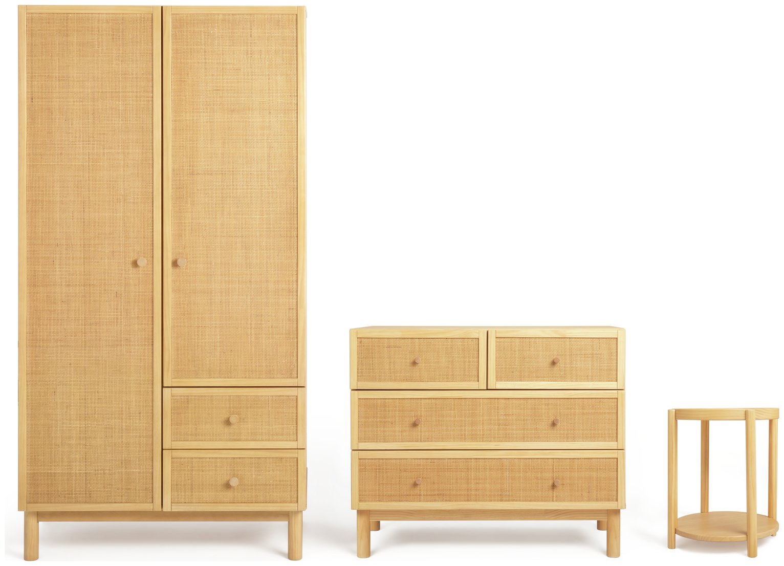 Habitat Simone 3 Piece 2 Door Rattan Wardrobe Set