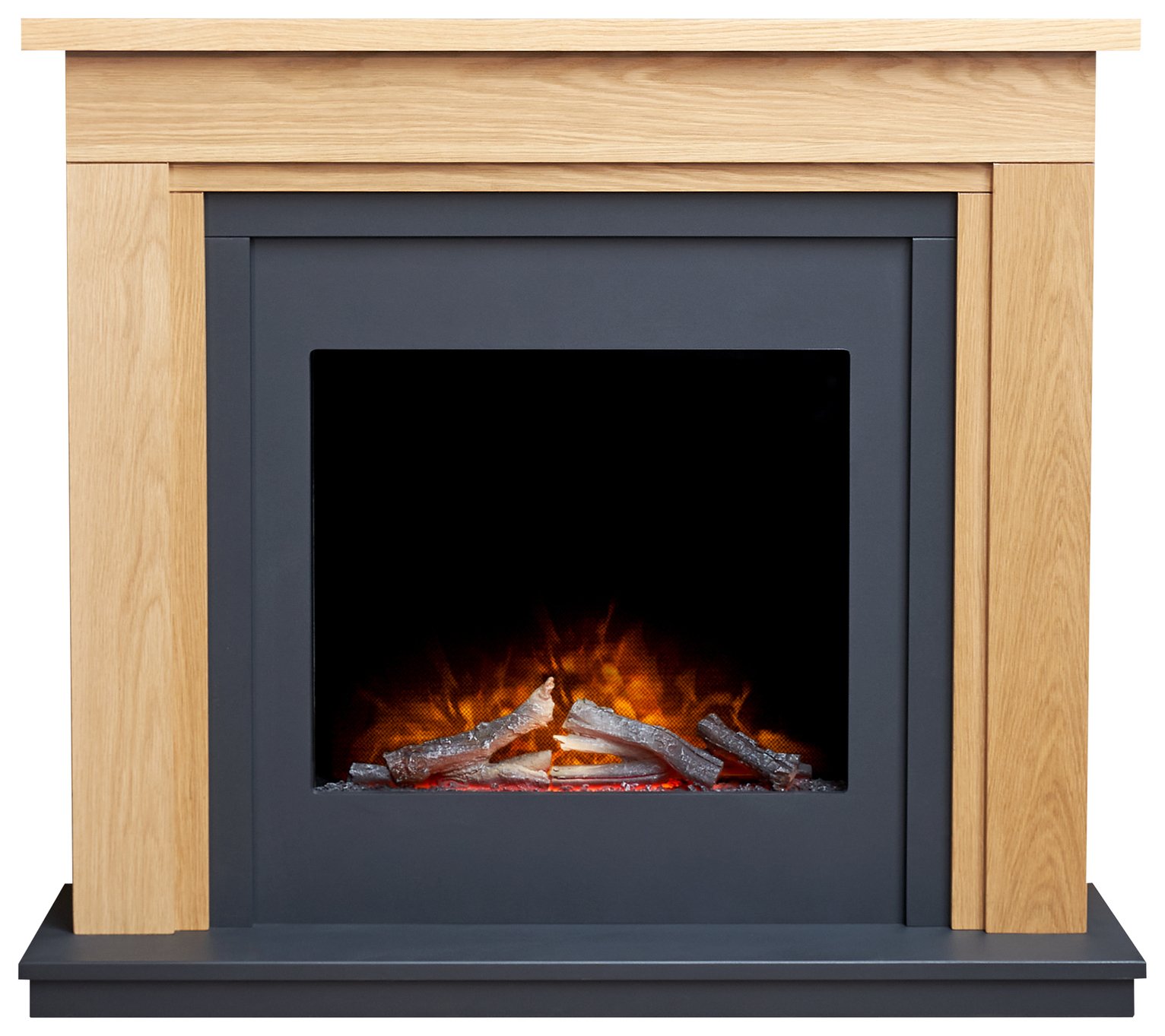 Adam Brentwood Electric Fire Suite-Oak and Grey
