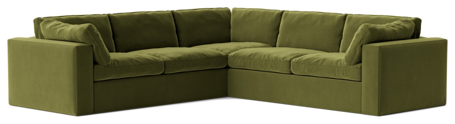 Swoon Seattle Velvet 5 Seater Corner Sofa - Fern Green