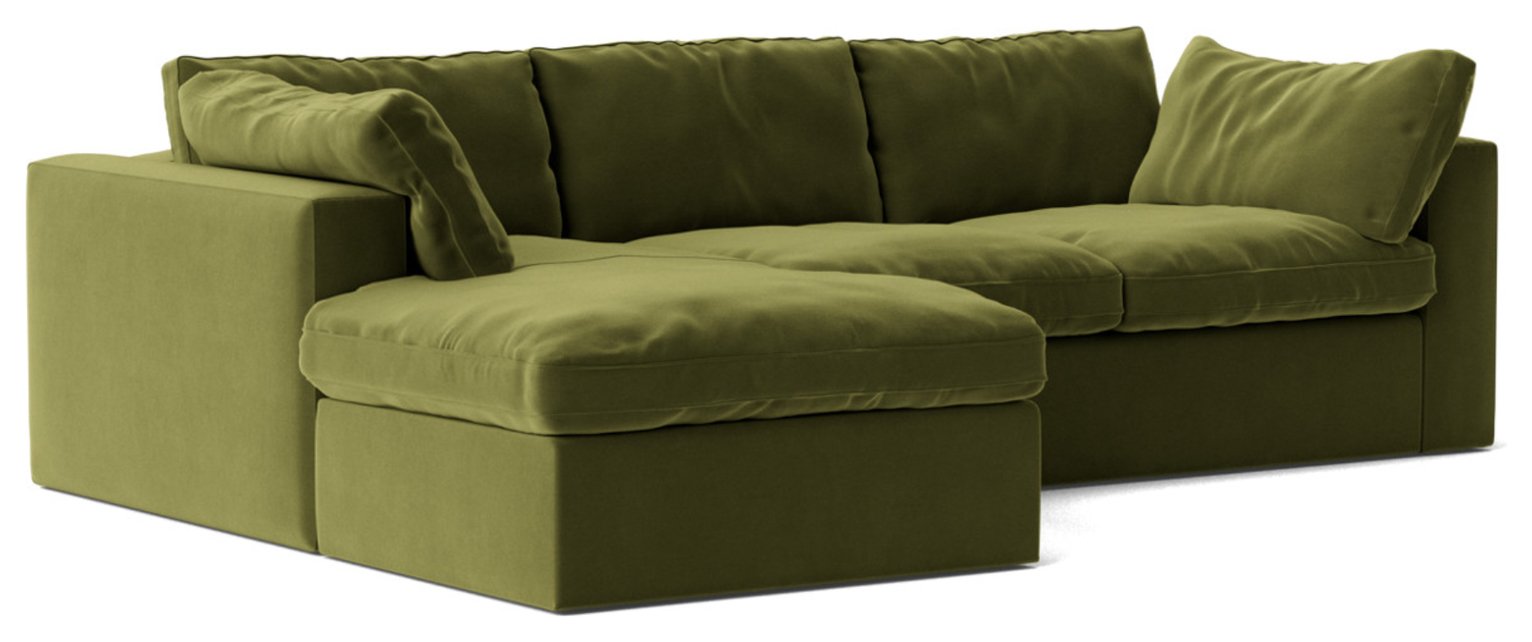 Swoon Seattle Velvet Left Hand Corner Sofa - Fern Green