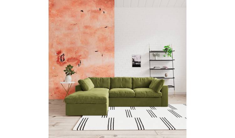 Buy Swoon Seattle Velvet Left Hand Corner Sofa Fern Green
