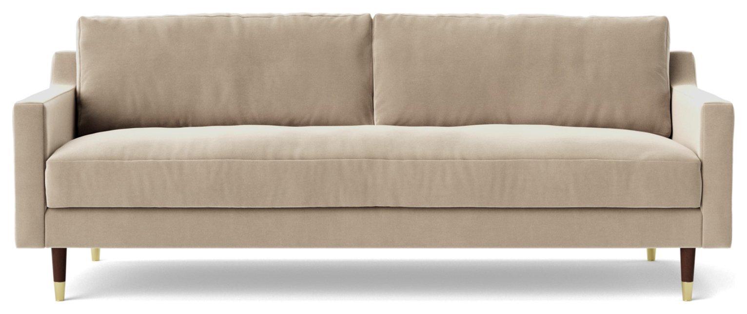 Swoon Rieti Velvet 3 Seater Sofa - Taupe