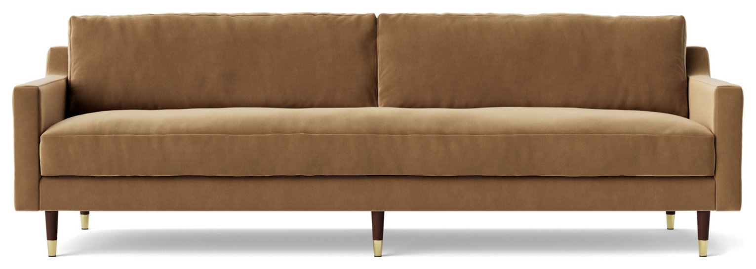Swoon Rieti Velvet 4 Seater Sofa - Biscuit