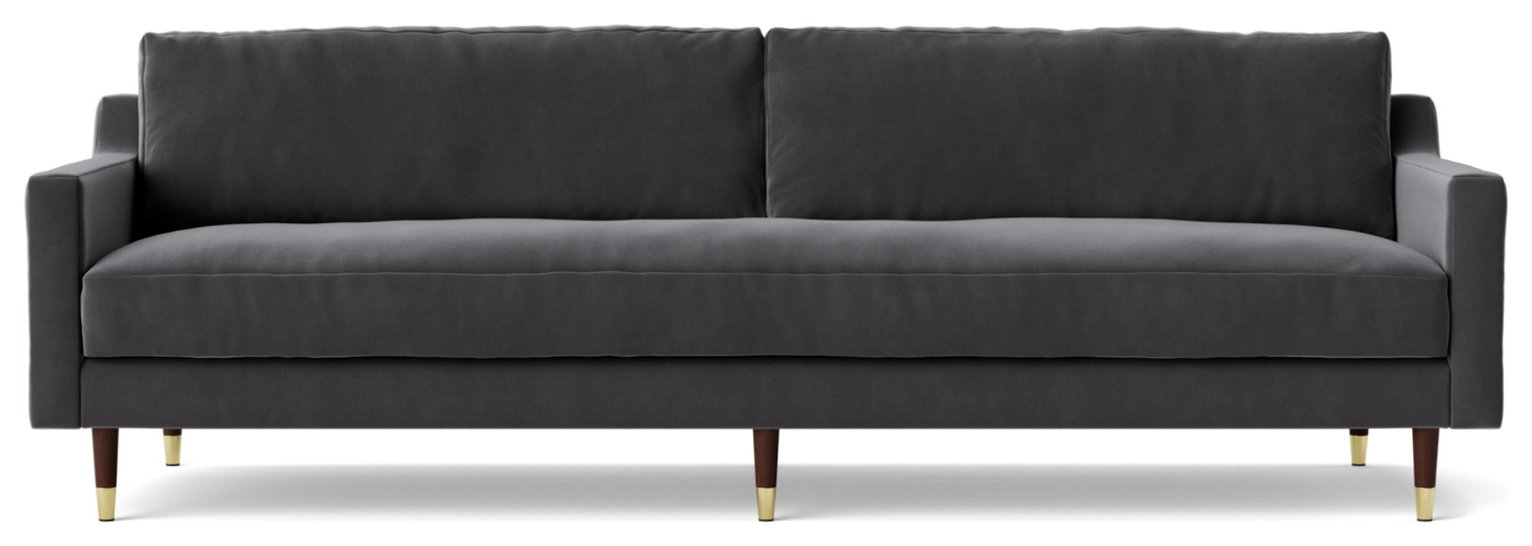 Swoon Rieti Velvet 4 Seater Sofa - Granite Grey