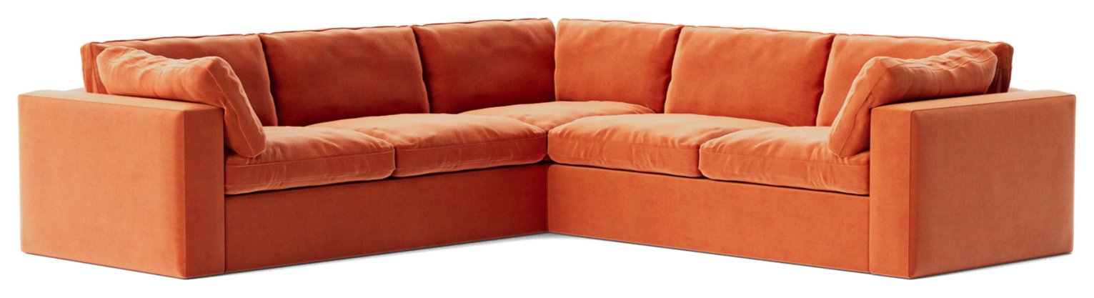 Swoon Seattle Velvet 5 Seater Corner Sofa - Burnt Orange