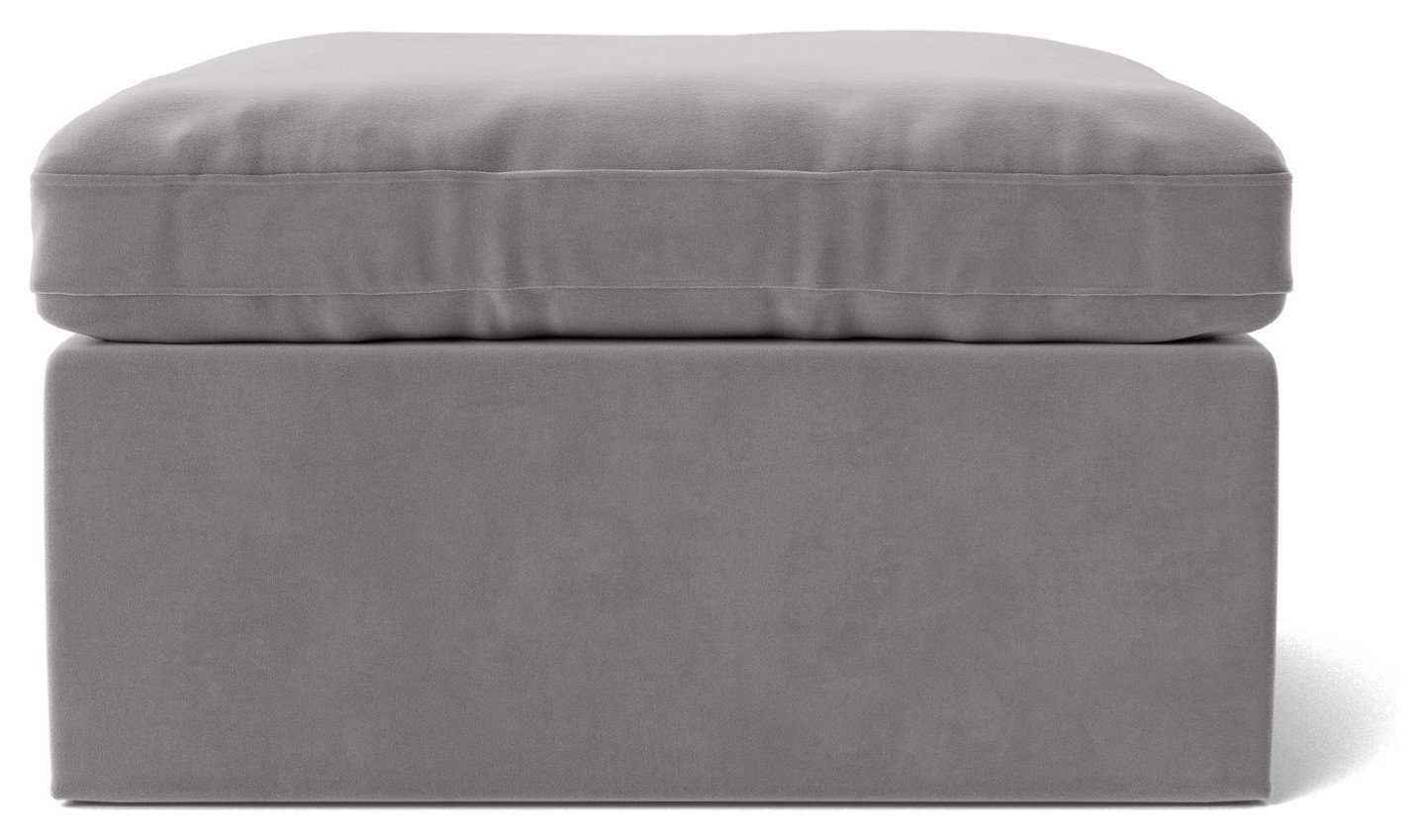 Swoon Seattle Velvet Ottoman Footstool - Silver Grey