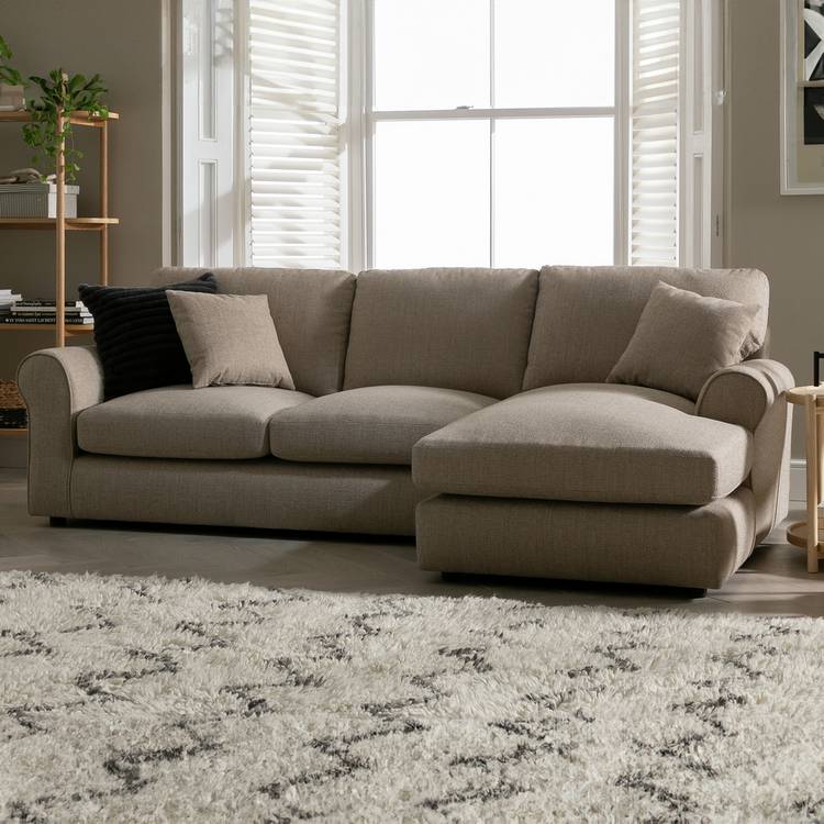 Argos Home Lisbon Fabric Right Hand Corner Chaise Sofa-Stone 0