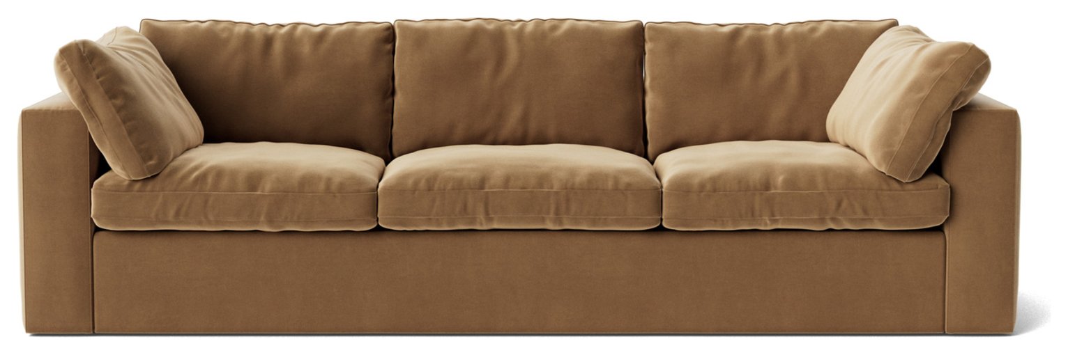 Swoon Seattle Velvet 3 Seater Sofa - Biscuit