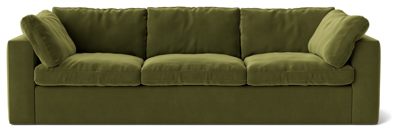Swoon Seattle Velvet 3 Seater Sofa - Fern Green