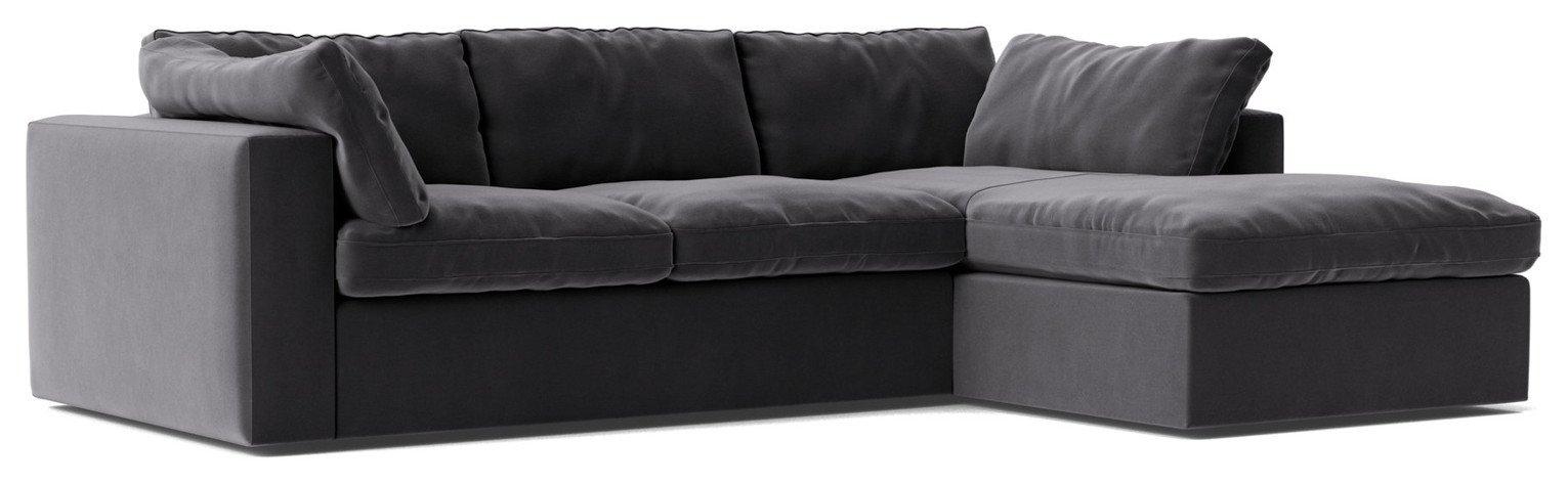 Swoon Seattle Velvet Right Hand Corner Sofa - Granite Grey