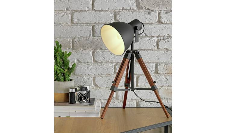 Camera tripod outlet table lamp