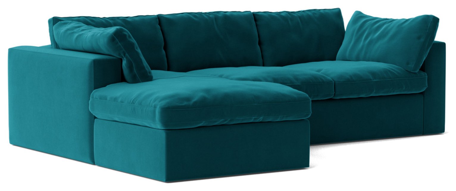 Swoon Seattle Velvet Left Hand Corner Sofa - Kingfisher Blue
