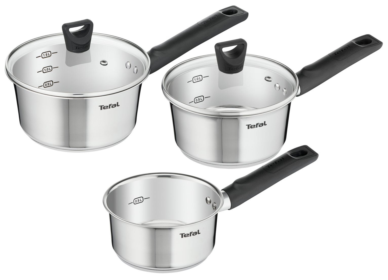 Tefal Simpleo 3 Piece Stainless Steel Non-Stick Pan Set